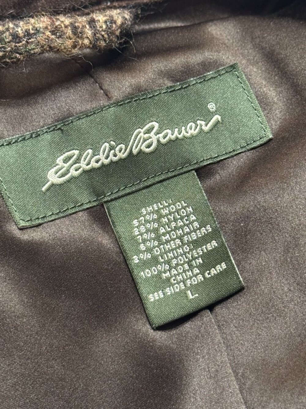 Eddie Bauer Women Brown Plaid Wool Mohair Utility Jacket Belted Hunting Outdoors - Picture 9 of 9